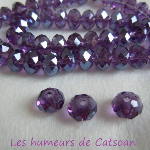10 perles de cristal  avec facettes abacus violet 10mm ,abacus