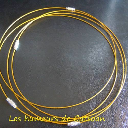 Collier tour de cou cable avec fermoir à vis jaune x1 