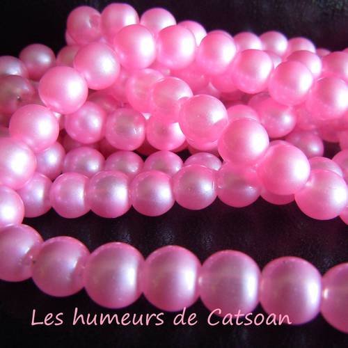 20 perles de verre  rose bonbon  8mm 