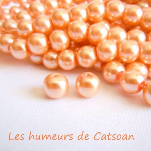 20 perles de verre nacrées rondes couleur  rose saumon 8mm @les humeurs de catsoan 