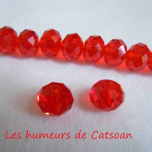 10 perles de verre rouge siam imitation cristal rondelles à facettes 8mm x 6mm