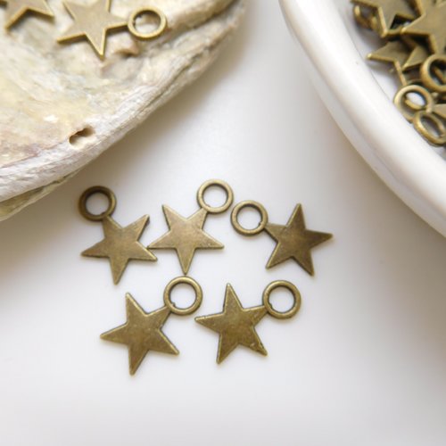 Breloque étoile bronze , petite étoile métal 11mm