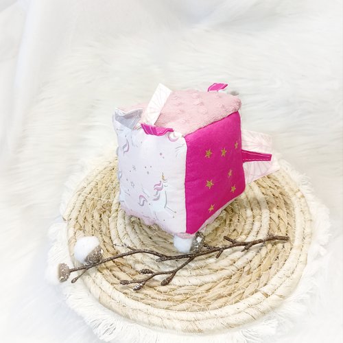 Cube en tissus thème licorne