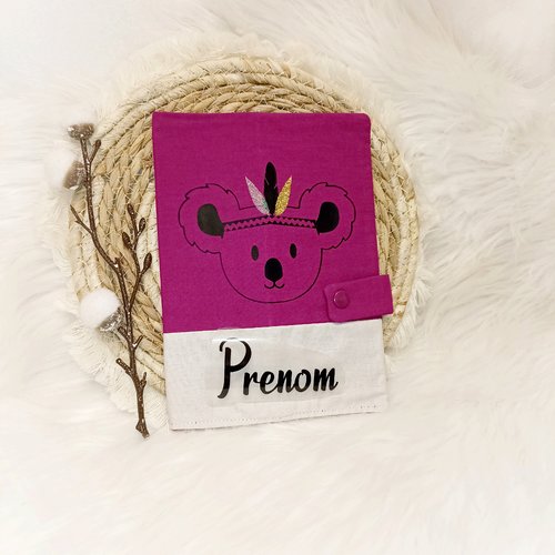 Joli protège carnet de santé koala indien violet