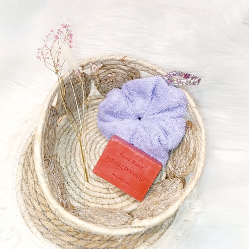 Fleur de douche en tissus éponge / violet