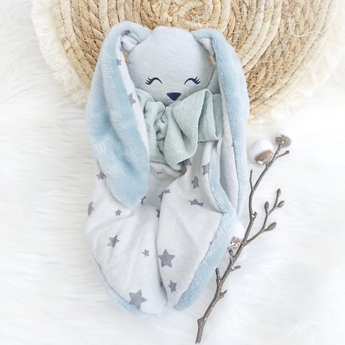 Doudou "câlin" bleu et gris