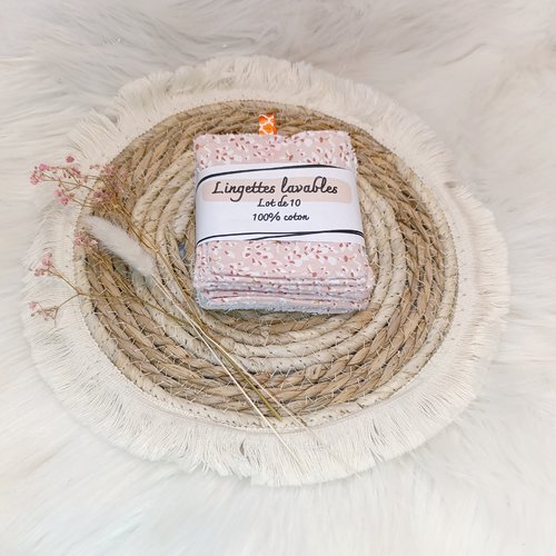 Lingettes lavables /réutilisables pétales saumon