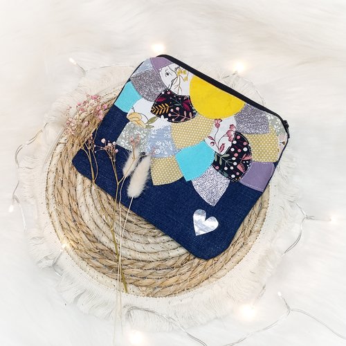 Pochette trop pratique tissus upcyclé fleuri