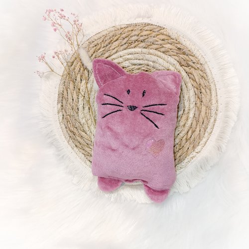 Doudou chat mignon vieux rose