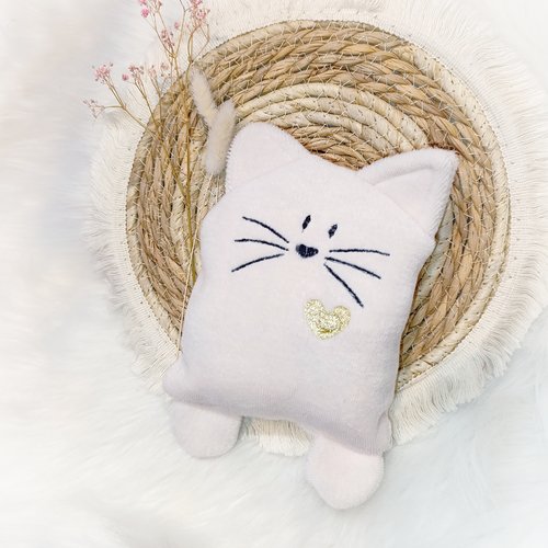 Doudou chat mignon rose clair