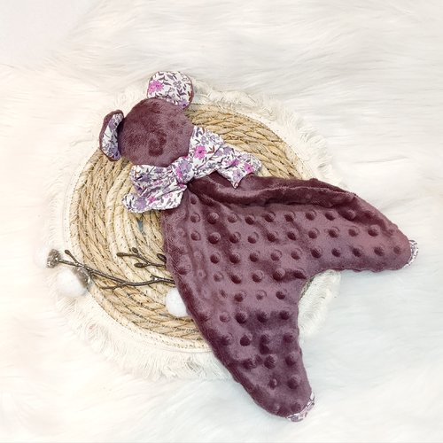Joli doudou mou ourson rose et liberty