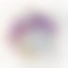 Joli doudou lapin fausse fourrure beige et violet
