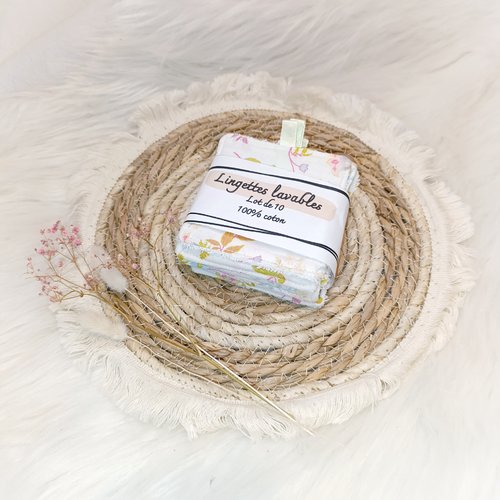 Lingettes lavables /réutilisables jaune et blanc