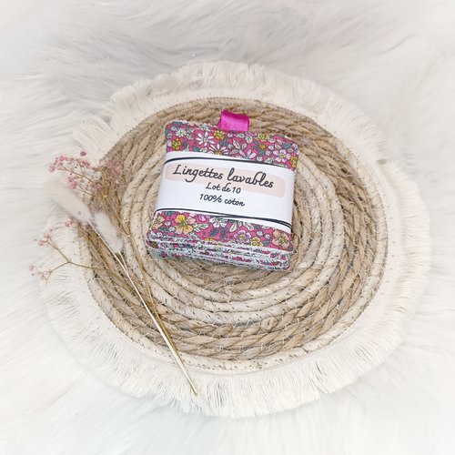 Lingettes lavables /réutilisables liberty rose