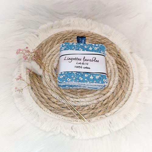 Lingettes lavables /réutilisables liberty bleu