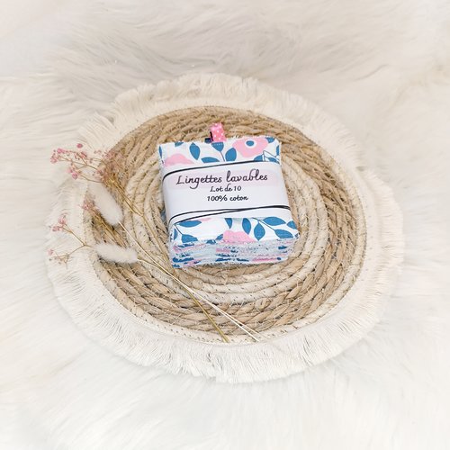 Lingettes lavables /réutilisables grimpantes roses