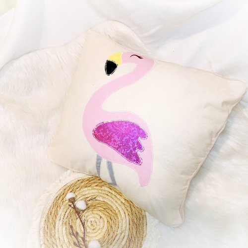 Housse de coussin flamand rose