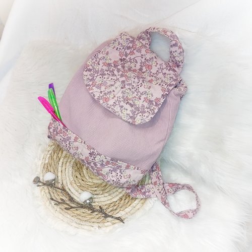 Sac à dos enfant/ sac maternelle rose et liberty