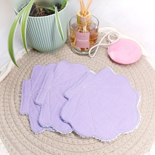 Lingettes lavables /réutilisables coquillage violet
