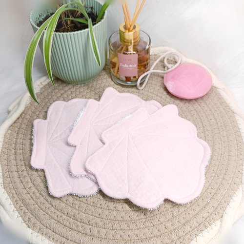 Lingettes lavables /réutilisables coquillage rose clair