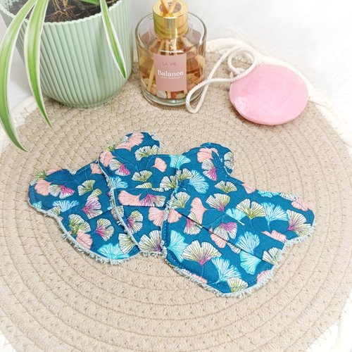 Lingettes lavables /réutilisables ourson motif ginkgo
