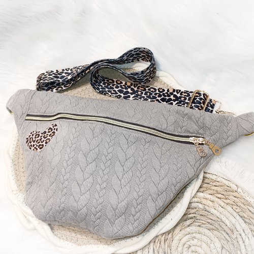 Sacoche / sac banane graou léopard taupe