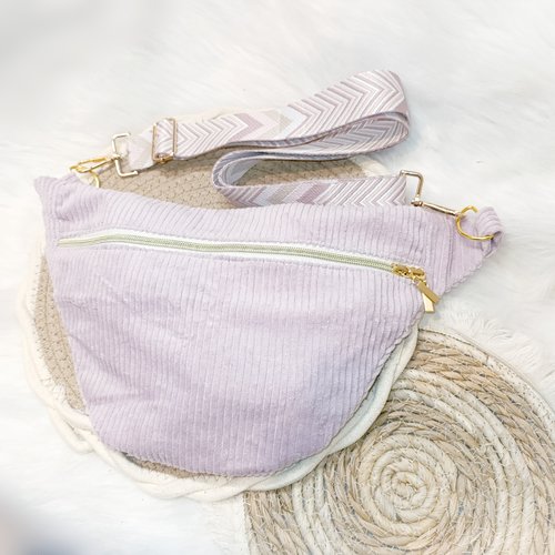 Sacoche / sac banane velours rose