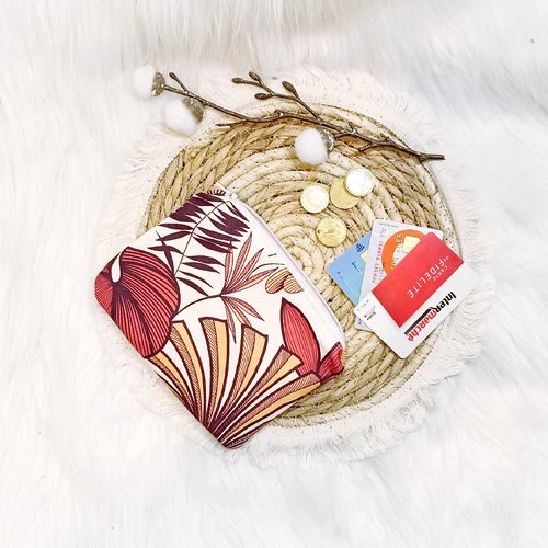 Porte monnaie / pochette bouquet rouge