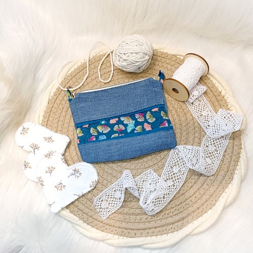 Porte monnaie / pochette gincko et jean