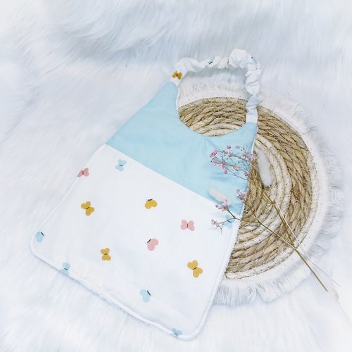 Joli bavoir élastique / maternelle papillon bleu vert