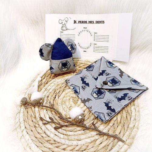 Petite souris pour dents de lait et pochette batman
