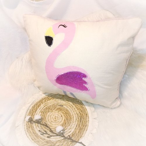 Housse de coussin flamand rose