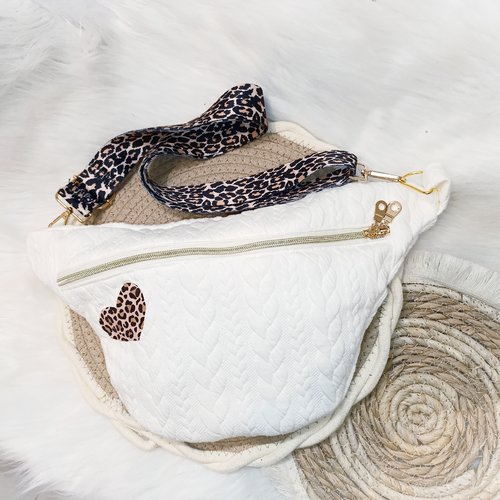 Sacoche / sac banane graou léopard ecru