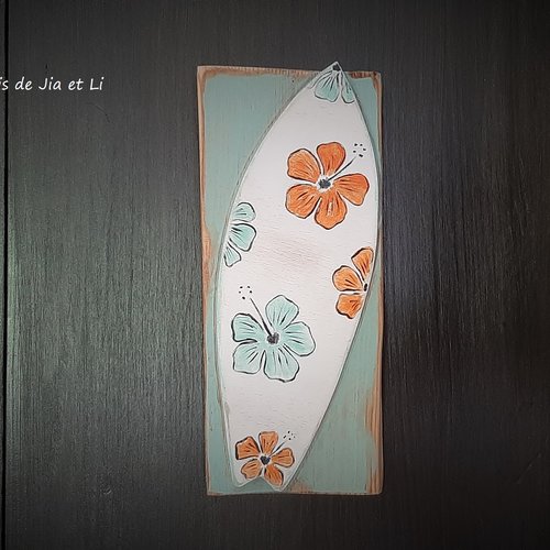 Grande Planche Décorative Surf 100cm Bois Dur - Hibiscus - Bayonne