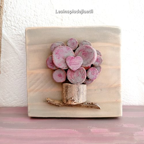 Mini cadre nature rose et gris pour un style girly, arbre en 3d