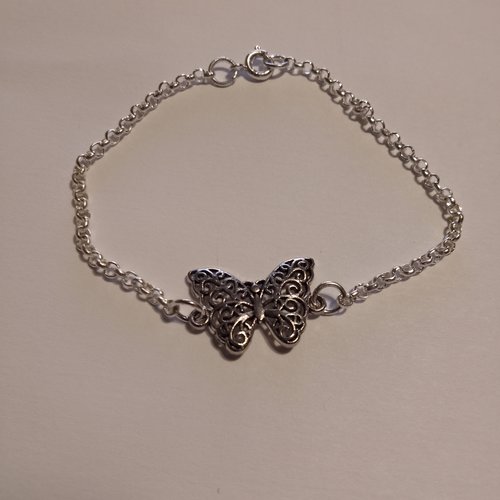 Bracelet papillon argenté