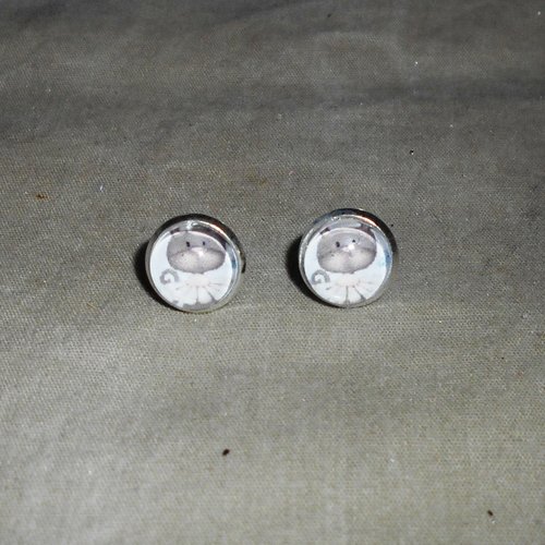 Boucles d oreilles pîc cabochon 10 mm