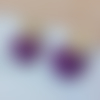 Boucles d'oreilles mini nina - sequin rond violet et clou fleur - esprit vintage