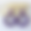 Boucles d'oreilles (petit modèle) créoles perles violettes en résine - esprit vintage