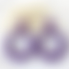 Boucles d'oreilles (modèle xl) créoles perles violettes en résine - esprit vintage