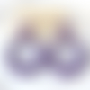 Boucles d'oreilles (grand modèle) créoles perles violettes en résine - esprit vintage