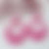 Boucles d'oreilles eva - pendentif cercle évidé rose fuchsia - esprit vintage