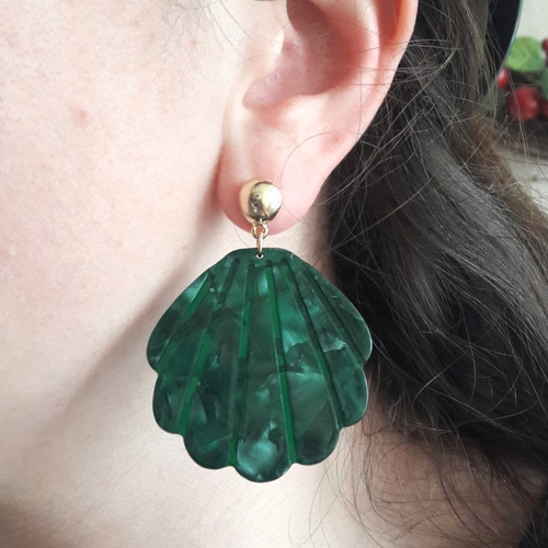 Boucles d'oreilles lisa - pendentif coquillage en acétate vert