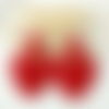 Boucles d'oreilles pendentif coeur en résine rouge foncé - esprit vintage