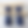 Boucles d'oreilles agate - gouttes en résine bleu marine marbré - esprit vintage