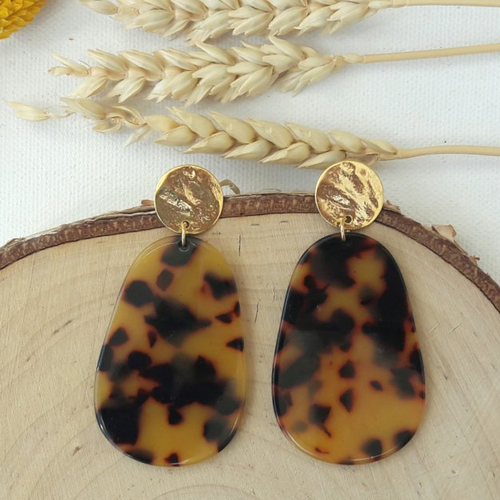 Boucles d'oreilles fanny - pendentif ovale en acétate esprit vintage