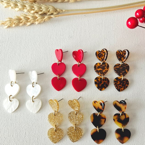 Boucles d'oreilles amanda - trio de cœurs - esprit vintage