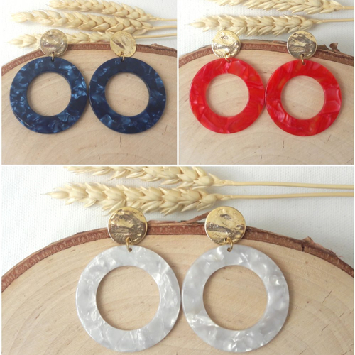 Boucles d'oreilles fanny - pendentif en acétate - clou d'oreille doré - esprit vintage