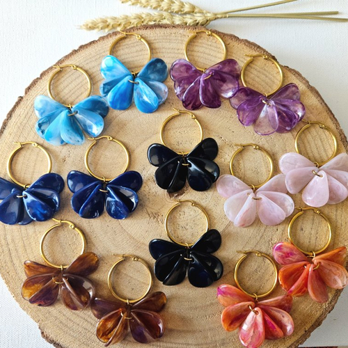 Boucles d'oreilles victoire maxi - créoles grandes pétales fleurs