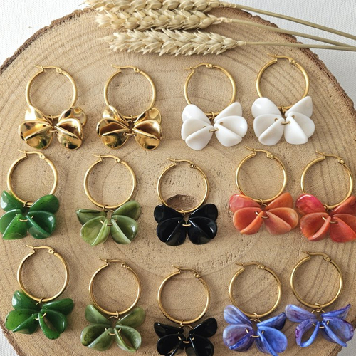 Boucles d'oreilles victoire - créoles pétales fleurs